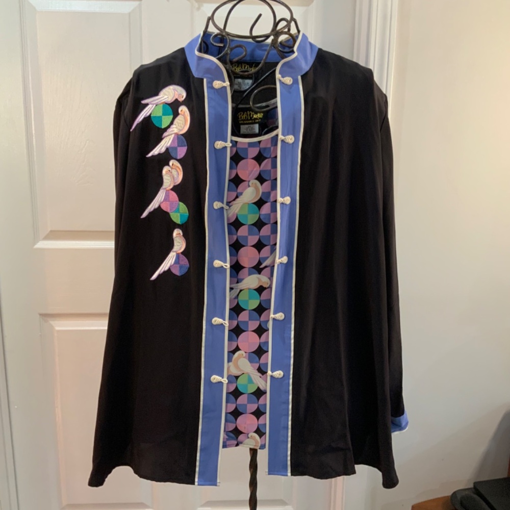 Bob Mackie Black and Blue Blouse with Multicolor Accents - Picture 12 of 12